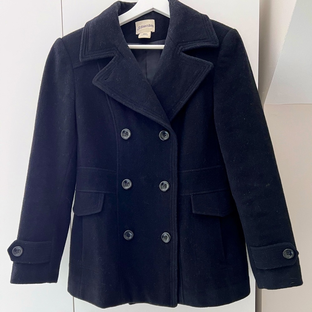 St. John’s Bay Womens Black Pea Coat Small